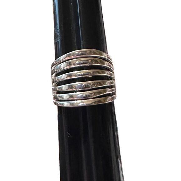 6 Band High Polish Sterling Silver Ring Size 7,8 - Picture 2 of 4